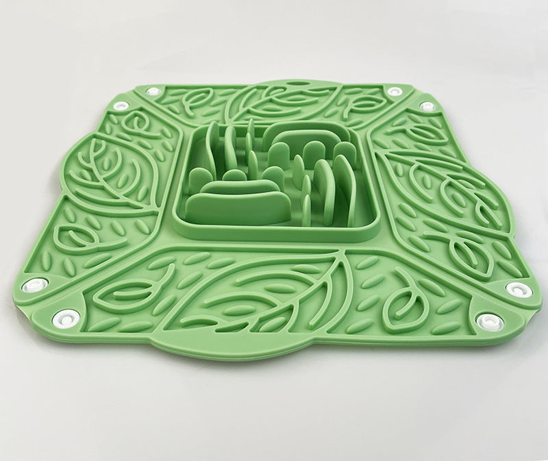 KFX-1547069 Silicone Foldable Slow Feed Mat for Pets - Multi-functional Feeding Bowl in Blue, Yellow, Green, Pink
