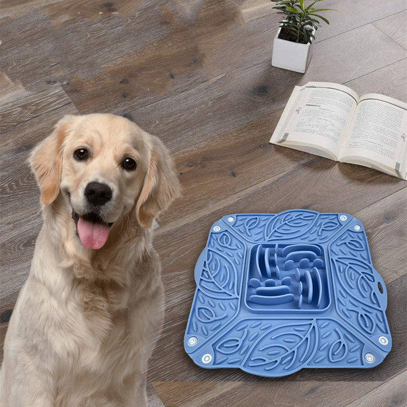 KFX-1547069 Silicone Foldable Slow Feed Mat for Pets - Multi-functional Feeding Bowl in Blue, Yellow, Green, Pink