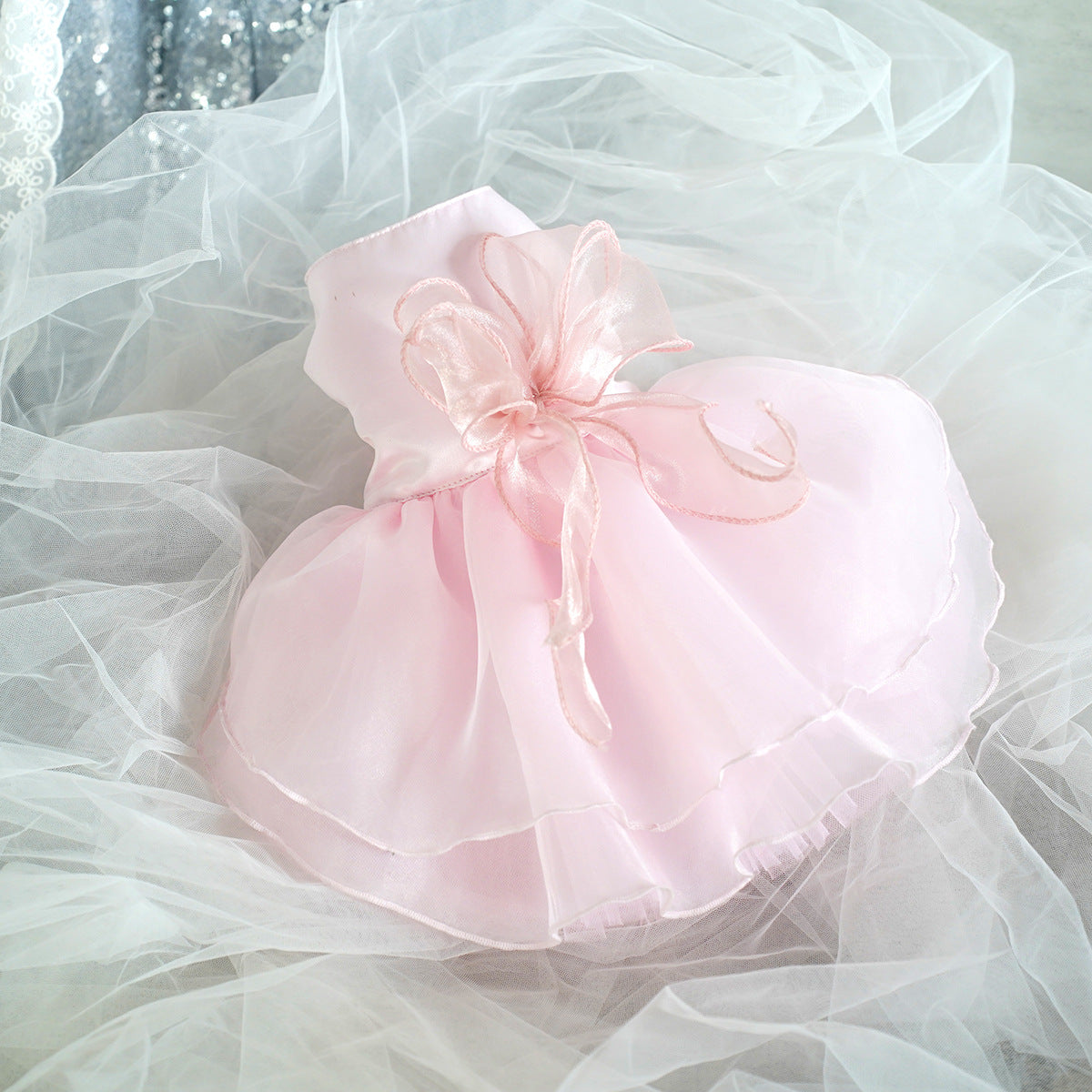 KFX-1549245 Elegant Wedding Dress Pet Gown for Parties - Available in White, Pink, and Green