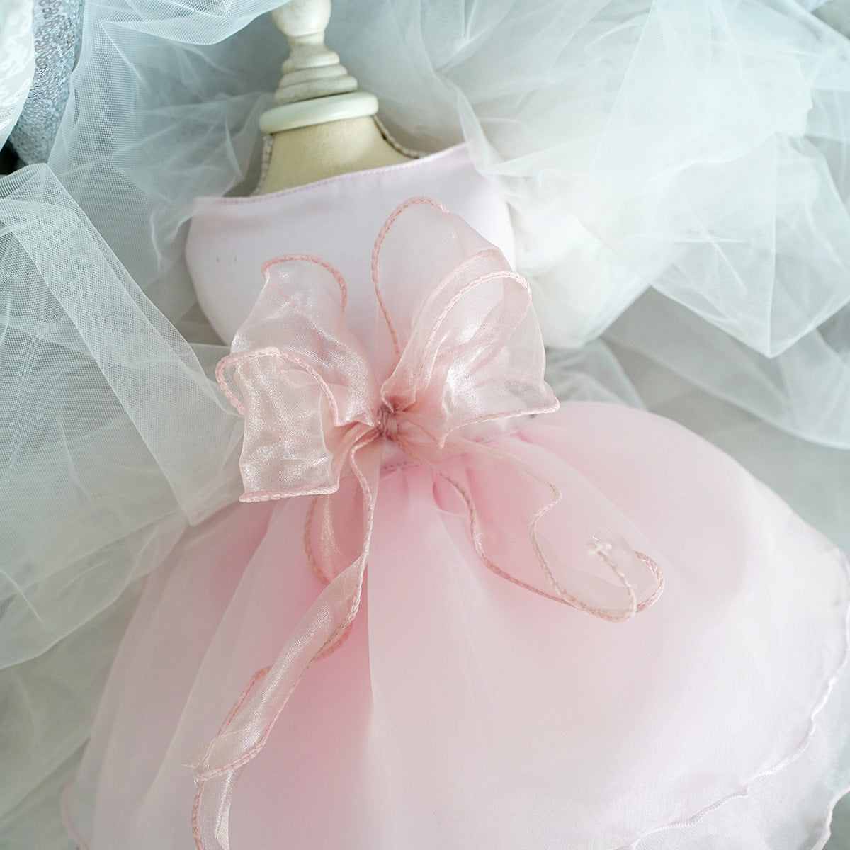 KFX-1549245 Elegant Wedding Dress Pet Gown for Parties - Available in White, Pink, and Green