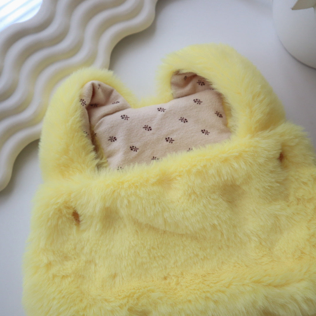 KFX-1551421 Warm Rabbit Fur Princess Skirt for Dogs - Double-Sided Yellow Floral Design