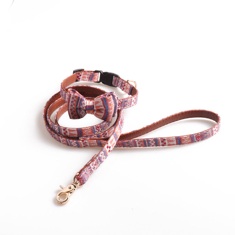 KFX-1552829 Padded Leather Bowknot Collar for Small Dogs and Cats - Blue, Pink, White - Sizes S/M/L