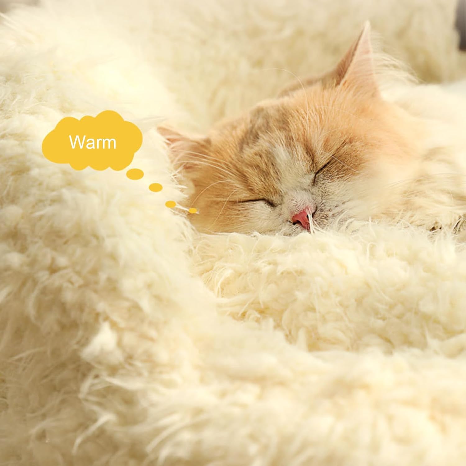 KFX-1554109 Cozy White Alpaca Pet Bed for Dogs and Cats with Detachable Plush Pads and Anti-Slip Bottom