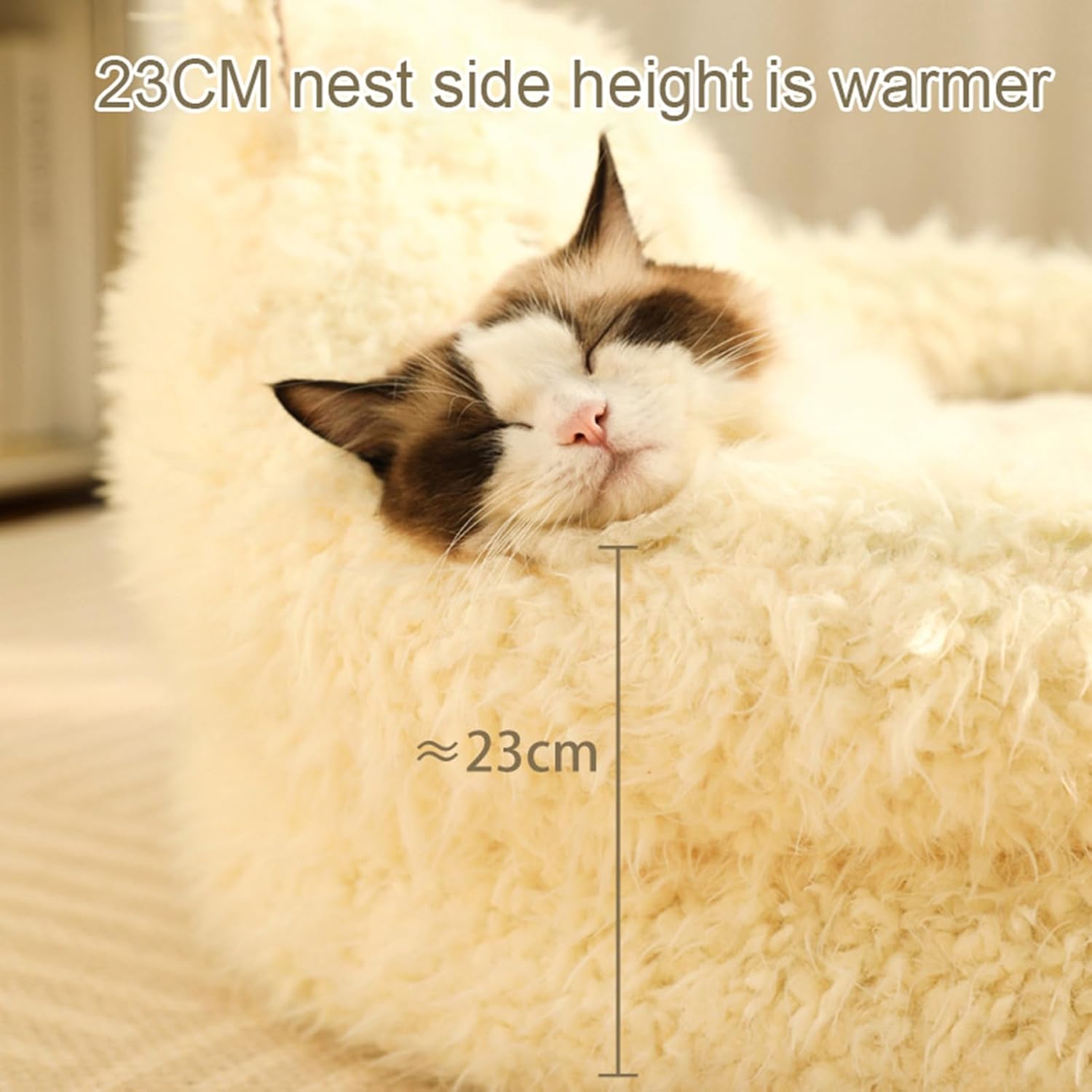 KFX-1554109 Cozy White Alpaca Pet Bed for Dogs and Cats with Detachable Plush Pads and Anti-Slip Bottom