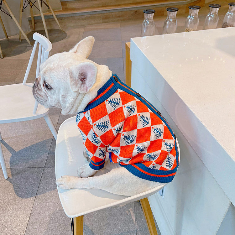 KFX-1554621 Cozy Orange Wool Sweater for Cats and Dogs - Winter Apparel in Multiple Sizes