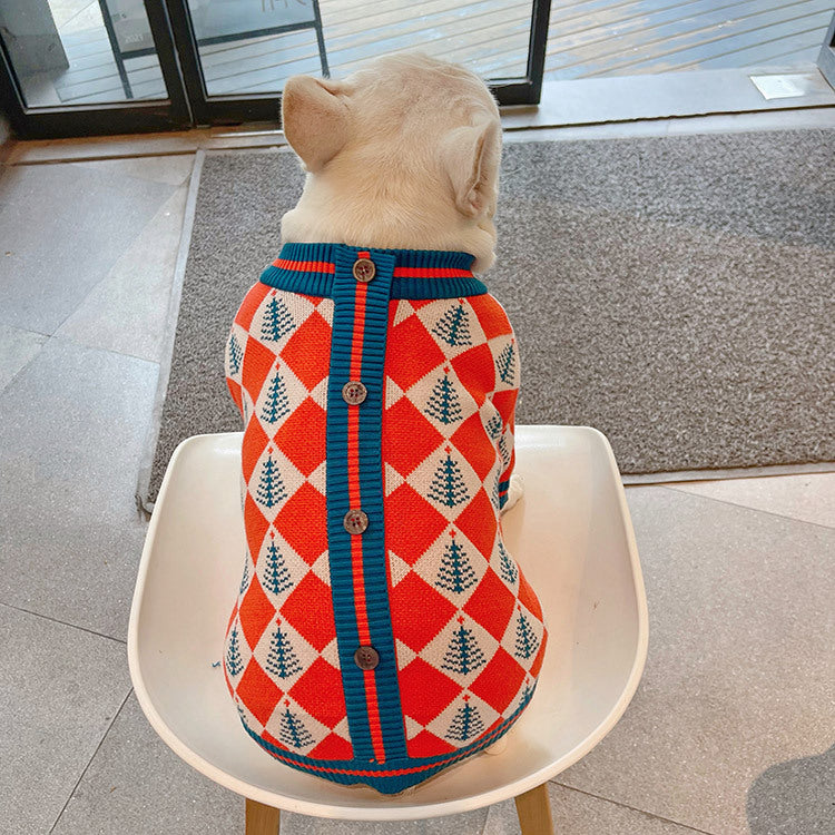 KFX-1554621 Cozy Orange Wool Sweater for Cats and Dogs - Winter Apparel in Multiple Sizes