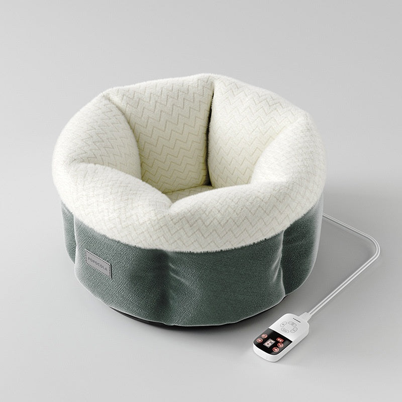 KFX-1555261 Electric Heated Wooden Dog and Cat Bed with Flannel Blanket for Pets Up to 10kg