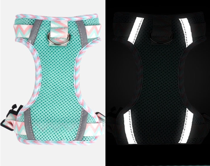 KFX-1556413 Reflective Rope Vest Harness for Dogs in Mountain Blue and Purple