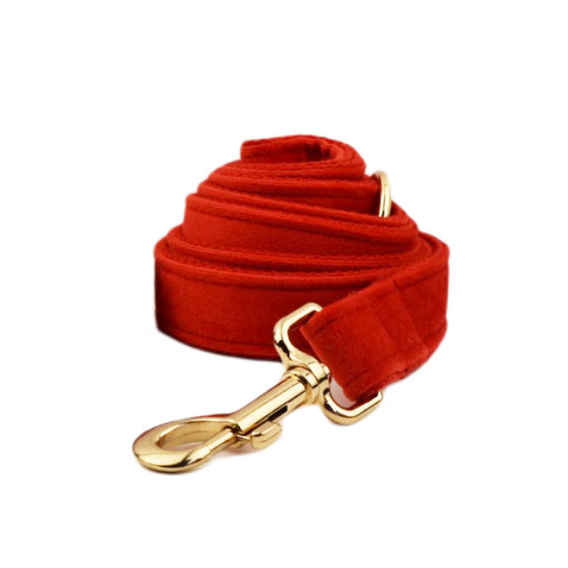 KFX-1558077 Soft Velvet Dog Collar Set with Rope, Bow, Flower, Vest, and Poop Bag