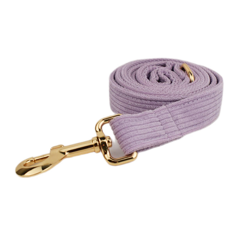 KFX-1558077 Soft Velvet Dog Collar Set with Rope, Bow, Flower, Vest, and Poop Bag