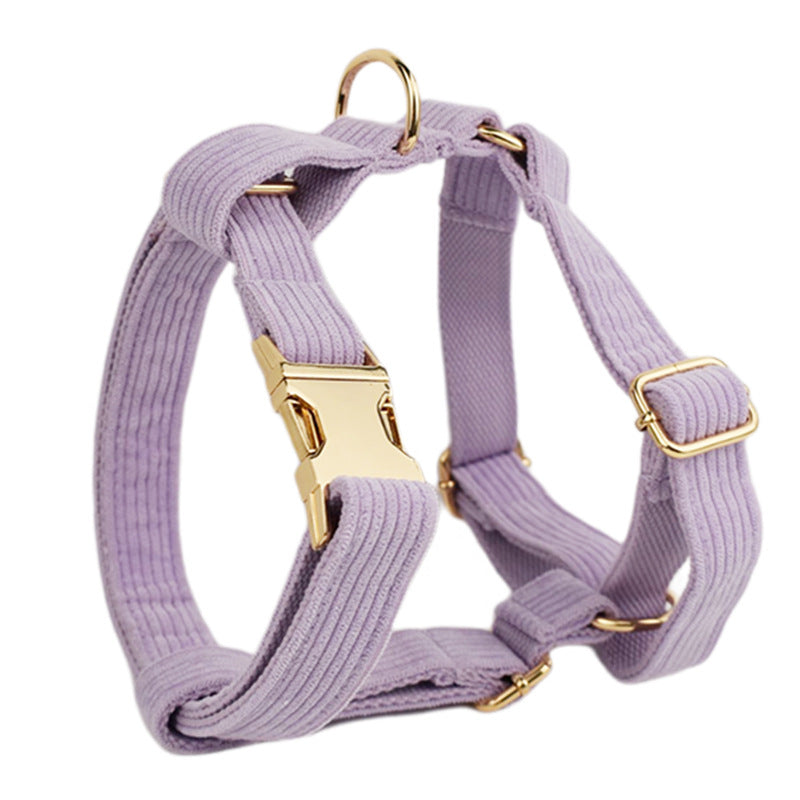 KFX-1558077 Soft Velvet Dog Collar Set with Rope, Bow, Flower, Vest, and Poop Bag