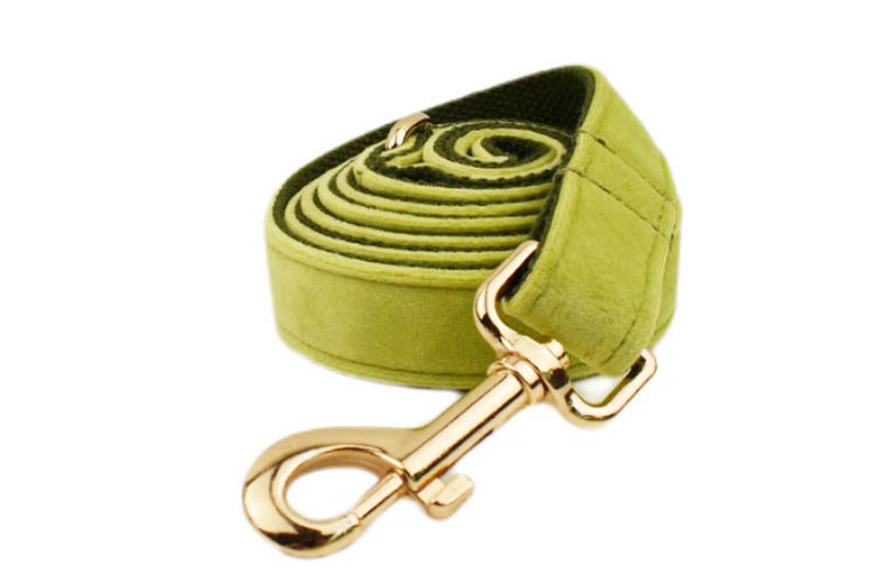 KFX-1558077 Soft Velvet Dog Collar Set with Rope, Bow, Flower, Vest, and Poop Bag