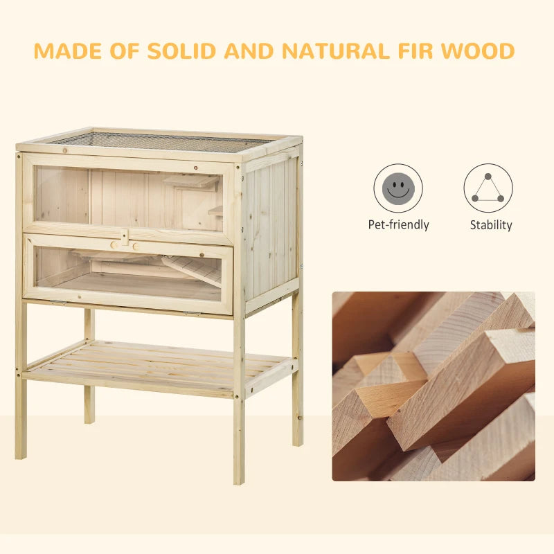 KFX-1560253 3-Tier Wooden Hamster Cage with Openable Top and Front Door for Small Pets