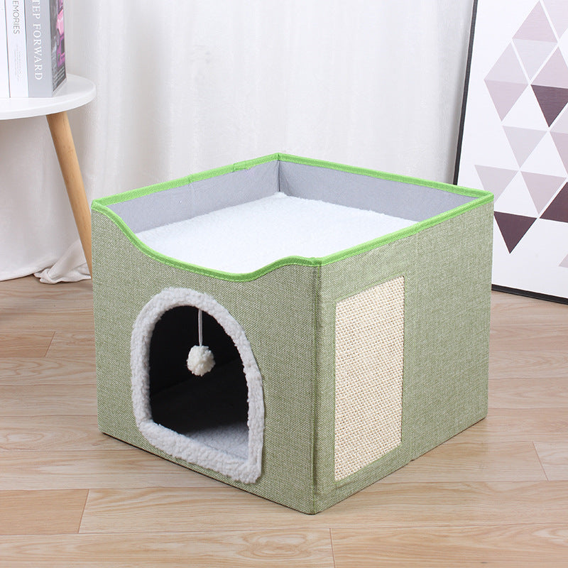 KFX-1562429 Foldable Indoor Cat Stool with Cushion and Sisal Scratch Surface in Various Colors