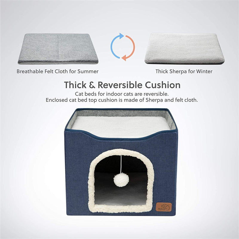 KFX-1562429 Foldable Indoor Cat Stool with Cushion and Sisal Scratch Surface in Various Colors