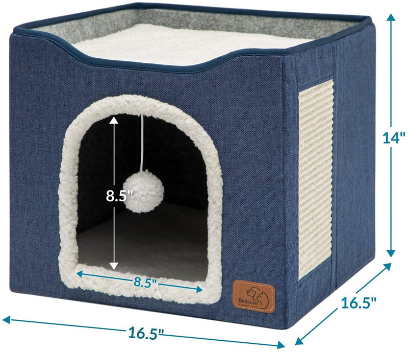 KFX-1562429 Foldable Indoor Cat Stool with Cushion and Sisal Scratch Surface in Various Colors