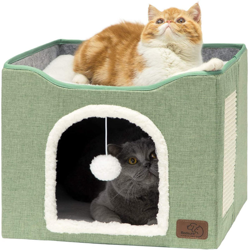 KFX-1562429 Foldable Indoor Cat Stool with Cushion and Sisal Scratch Surface in Various Colors
