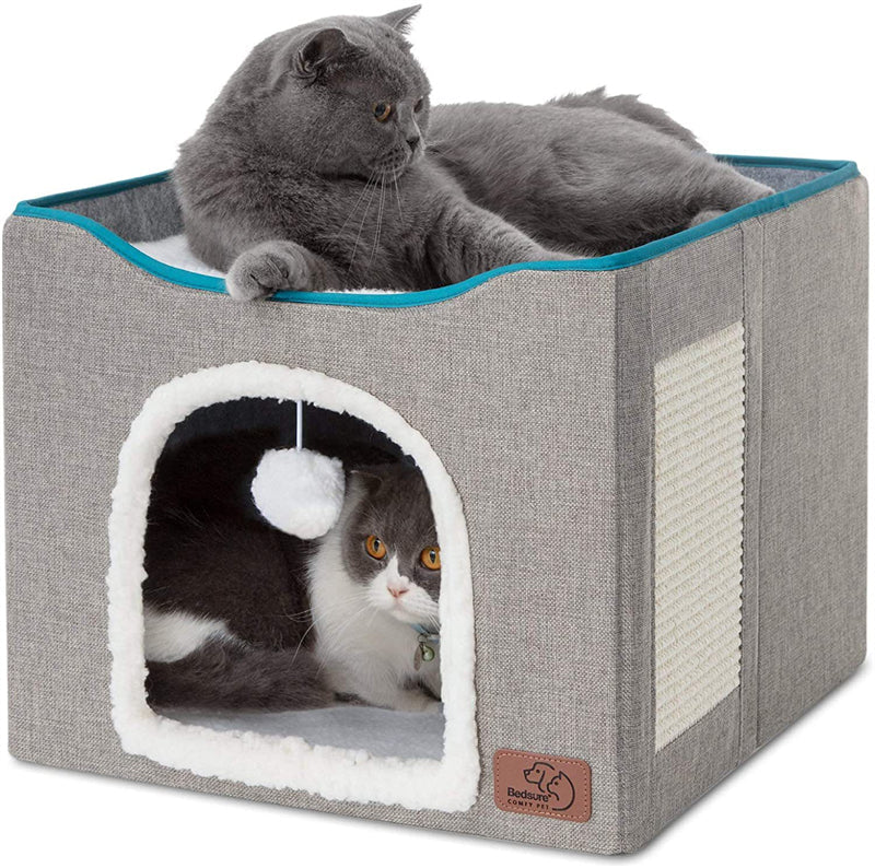 KFX-1562429 Foldable Indoor Cat Stool with Cushion and Sisal Scratch Surface in Various Colors