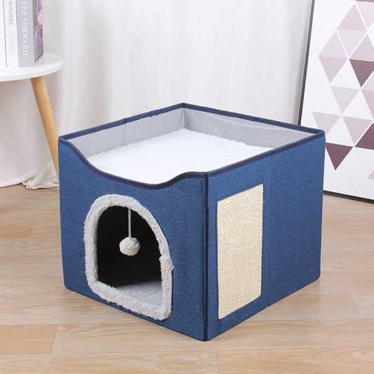 KFX-1562429 Foldable Indoor Cat Stool with Cushion and Sisal Scratch Surface in Various Colors