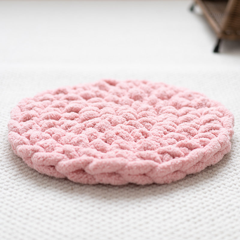 KFX-1564221 Hand-Woven Thermal Chenille Pet Mat for Dogs and Cats - Soft Wool Nest Mattress
