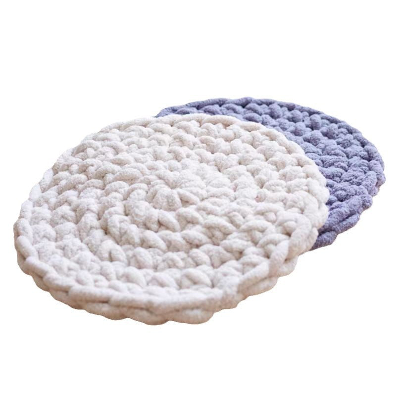 KFX-1564221 Hand-Woven Thermal Chenille Pet Mat for Dogs and Cats - Soft Wool Nest Mattress