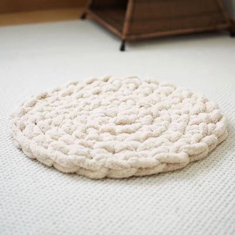 KFX-1564221 Hand-Woven Thermal Chenille Pet Mat for Dogs and Cats - Soft Wool Nest Mattress