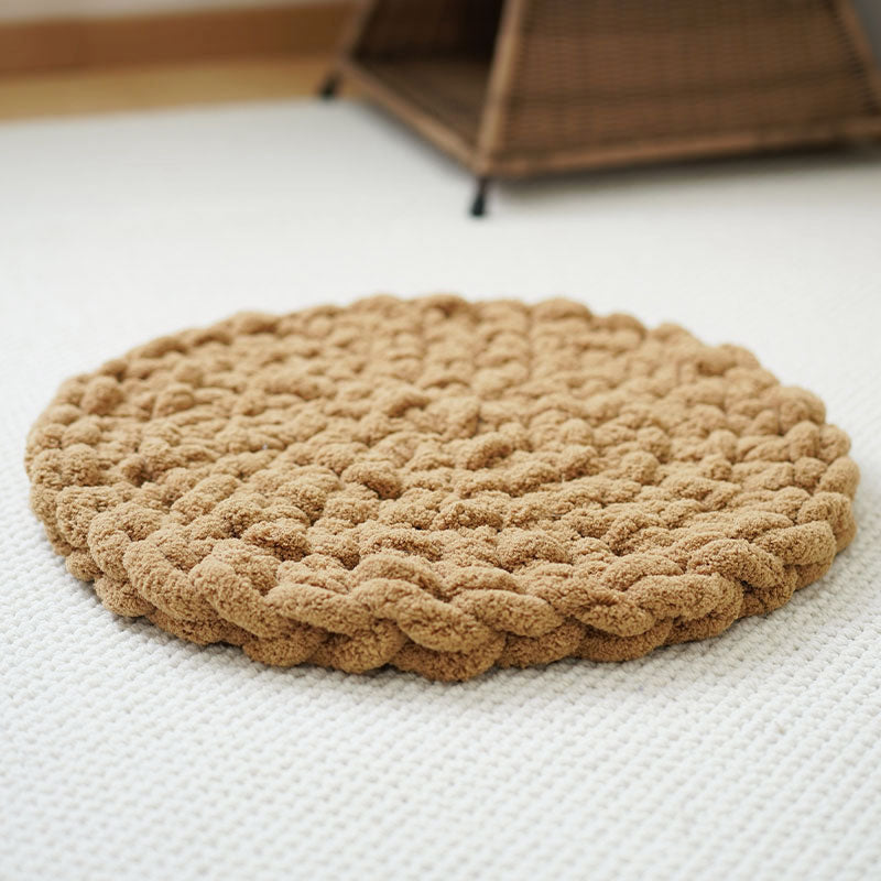 KFX-1564221 Hand-Woven Thermal Chenille Pet Mat for Dogs and Cats - Soft Wool Nest Mattress
