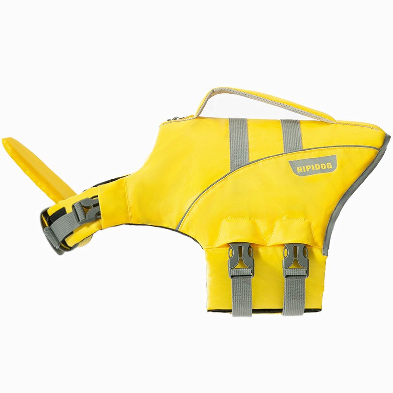 KFX-1564733 Cute Animal Shape Dog Life Jacket in Yellow Bee, Red Crab, White Swan Wings, Green Dinosaur, Blue-Yellow Stitching – Sizes XS to XXL