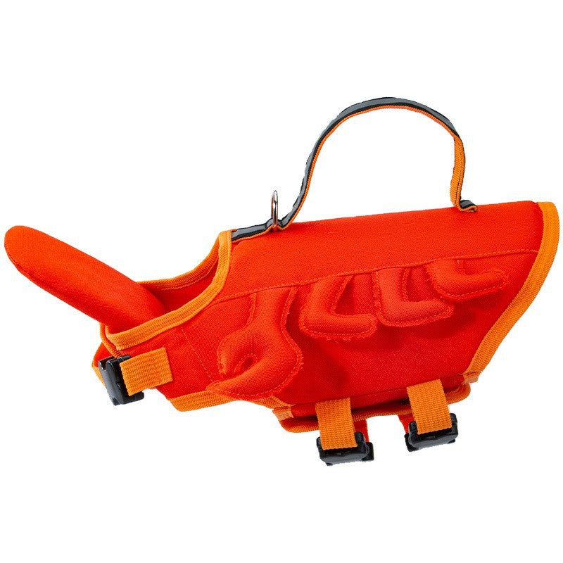 KFX-1564733 Cute Animal Shape Dog Life Jacket in Yellow Bee, Red Crab, White Swan Wings, Green Dinosaur, Blue-Yellow Stitching – Sizes XS to XXL