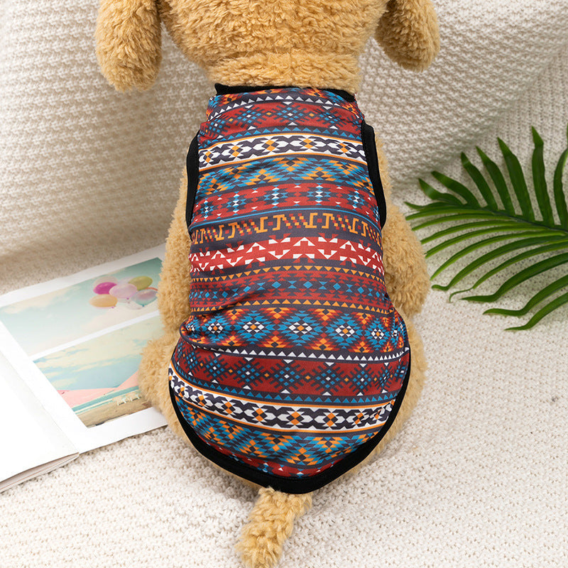KFX-1566525 Ethnic Style Polyester Vest for Small Dogs - Multiple Color Options Available