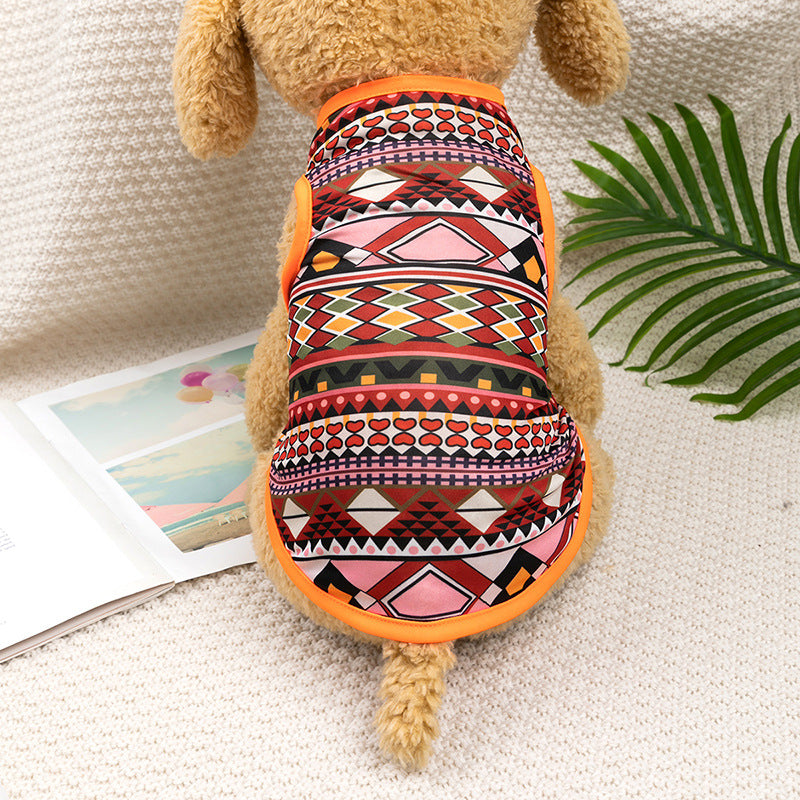 KFX-1566525 Ethnic Style Polyester Vest for Small Dogs - Multiple Color Options Available