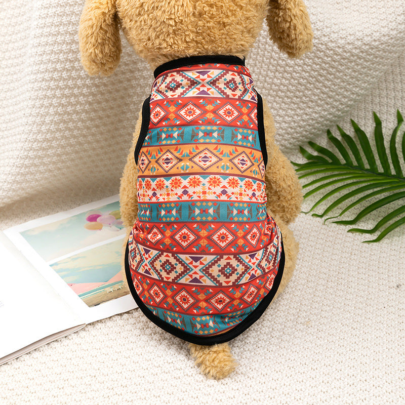 KFX-1566525 Ethnic Style Polyester Vest for Small Dogs - Multiple Color Options Available