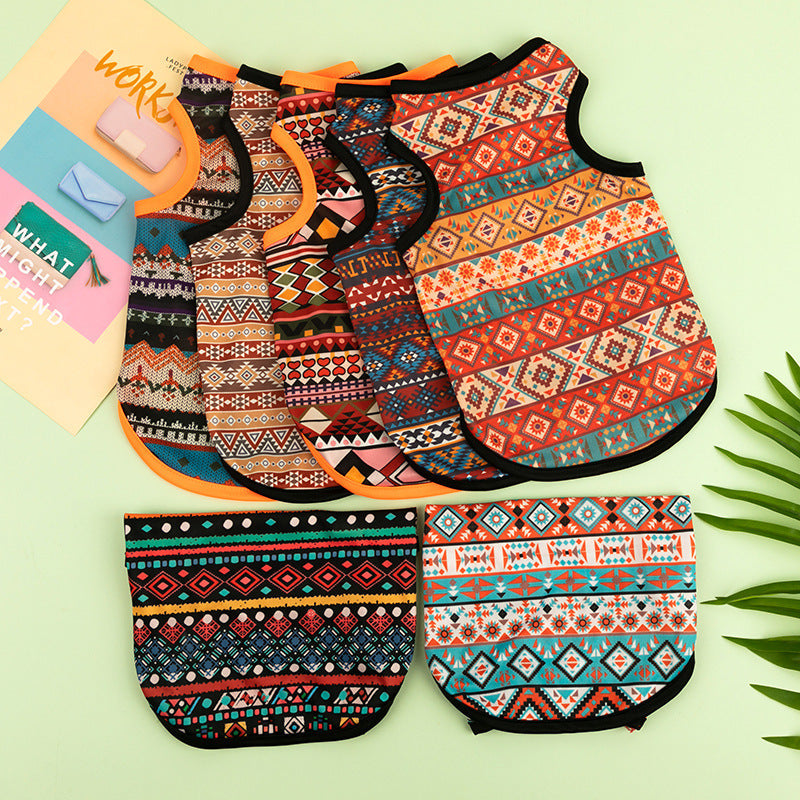KFX-1566525 Ethnic Style Polyester Vest for Small Dogs - Multiple Color Options Available