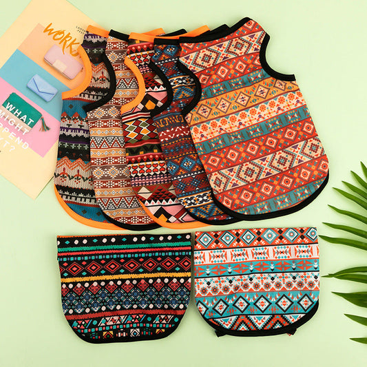 KFX-1566525 Ethnic Style Polyester Vest for Small Dogs - Multiple Color Options Available