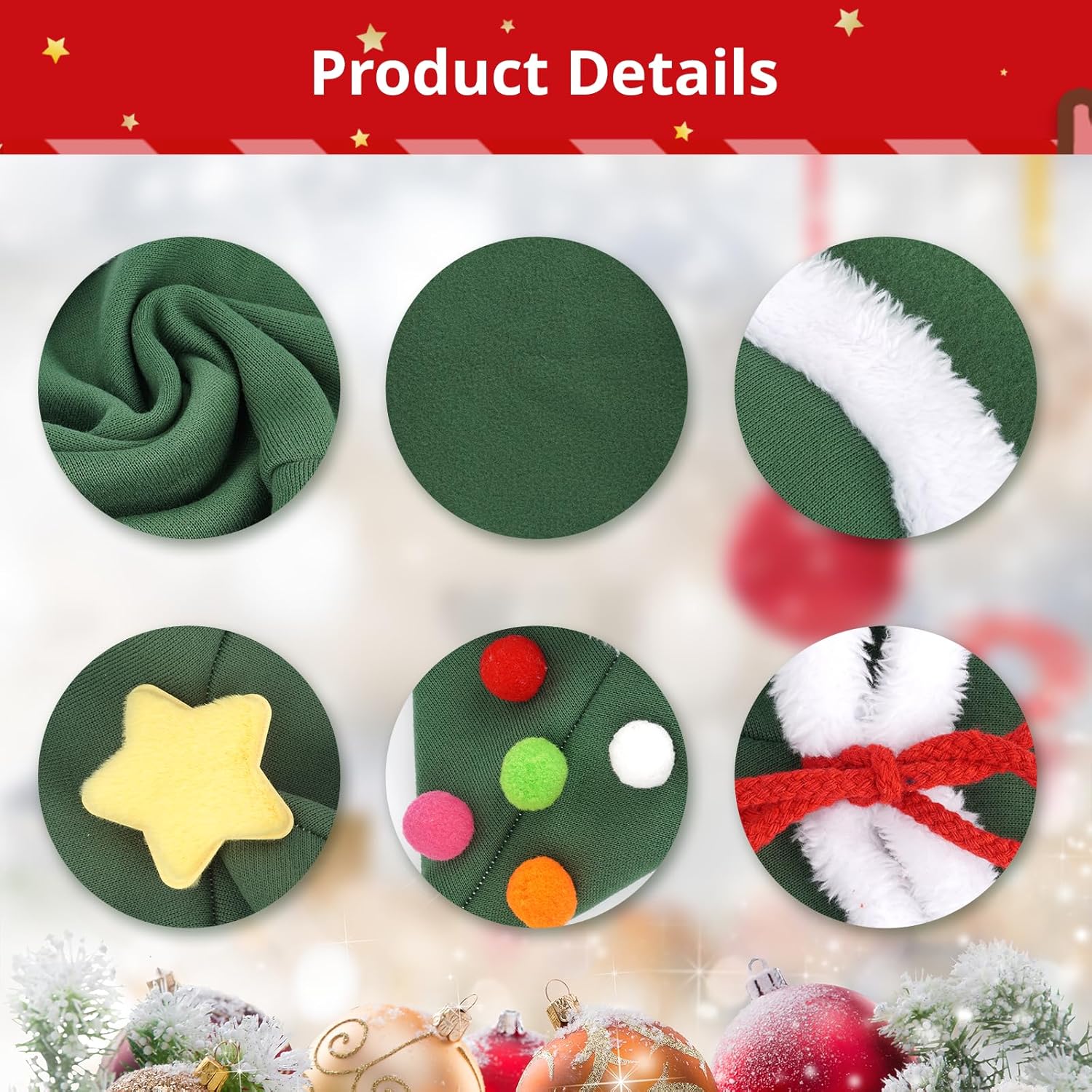 KFX-1567933 Cat Christmas Cape with Velvet Stars and Matching Hat for Pet Holiday Costume