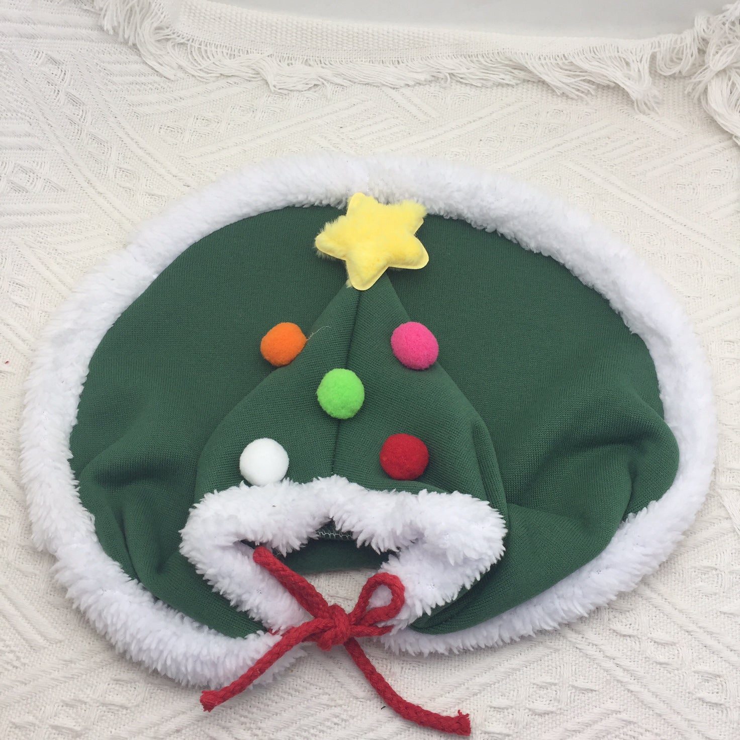 KFX-1567933 Cat Christmas Cape with Velvet Stars and Matching Hat for Pet Holiday Costume