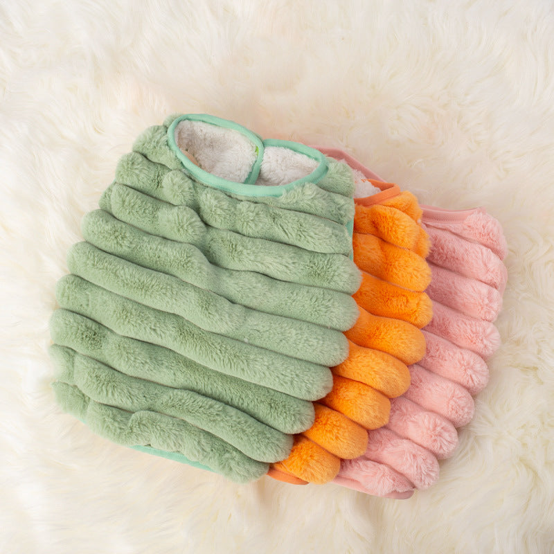 KFX-1568701 Rabbit Hair Dog Vest for Autumn & Winter in Orange, Pink, Green - Sizes S-XXL