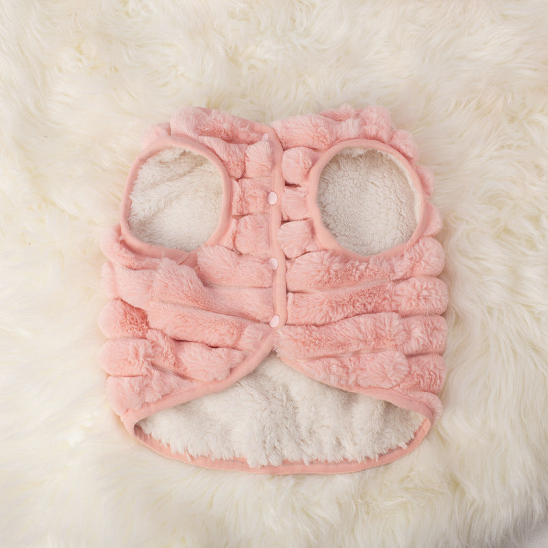KFX-1568701 Rabbit Hair Dog Vest for Autumn & Winter in Orange, Pink, Green - Sizes S-XXL