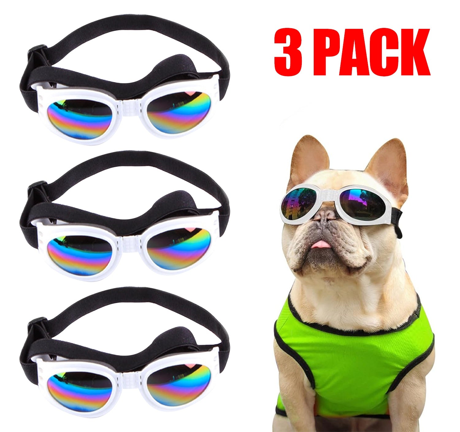 KFX-1569725 Windproof UV Protection Sunglasses for Small and Medium Pets - Adjustable Goggles for Dogs and Cats