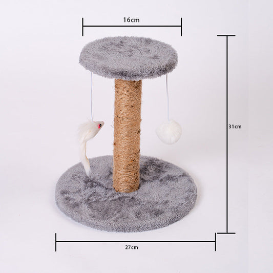 KFX-1571389 Vertical Cat Scratching Post with Claw Grinder - Durable Wood & Linen Climbing Frame, Indoor Use