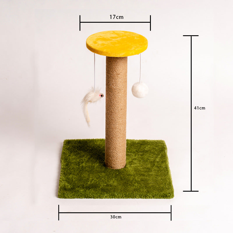 KFX-1571389 Vertical Cat Scratching Post with Claw Grinder - Durable Wood & Linen Climbing Frame, Indoor Use