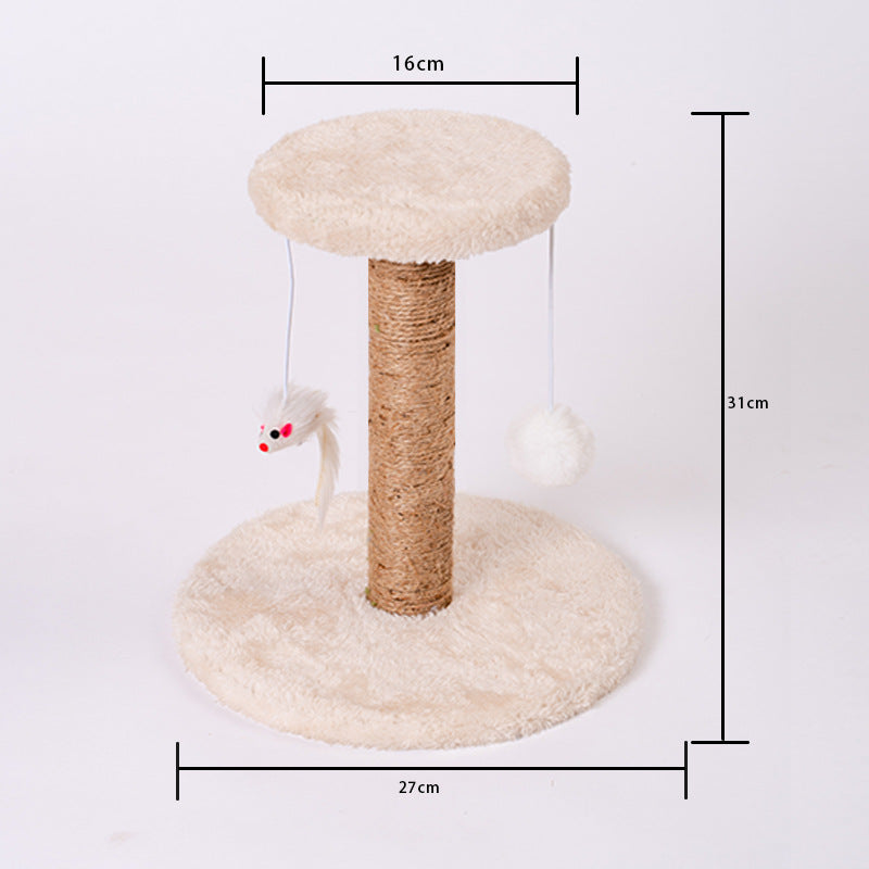 KFX-1571389 Vertical Cat Scratching Post with Claw Grinder - Durable Wood & Linen Climbing Frame, Indoor Use
