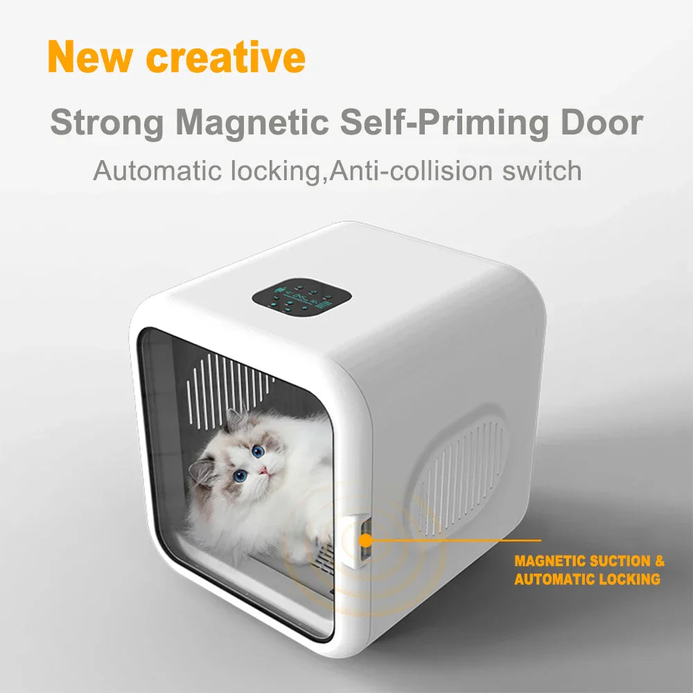 KFX-157139 Automatic Pet Hair Drying Box for Cats and Small Dogs – Portable Grooming Device with Battery Power