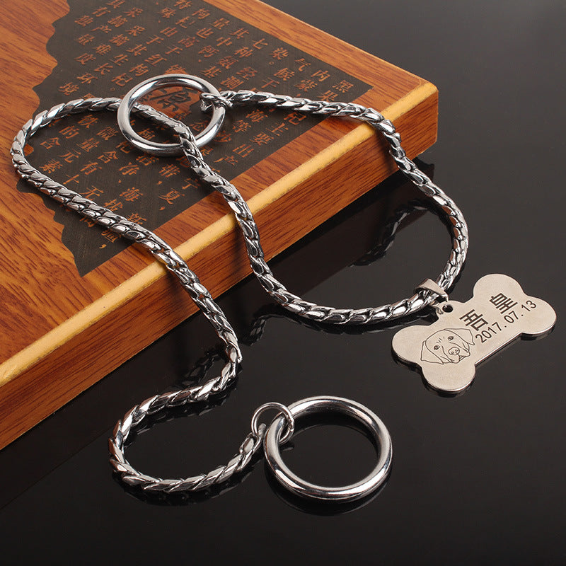 KFX-1571901 Silver Metal Dog Collar - Durable and Stylish Design for Your Pet