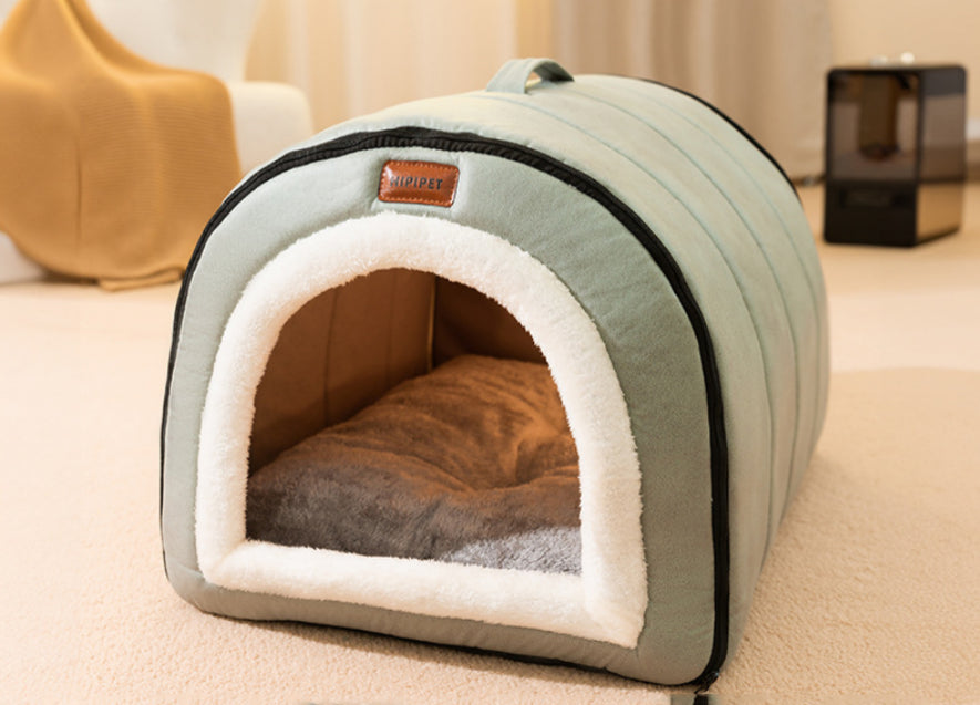 KFX-1572157 Portable Quilted Pet Nest for Small and Medium Dogs and Cats, Available in Gray and Green