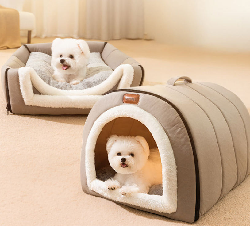 KFX-1572157 Portable Quilted Pet Nest for Small and Medium Dogs and Cats, Available in Gray and Green