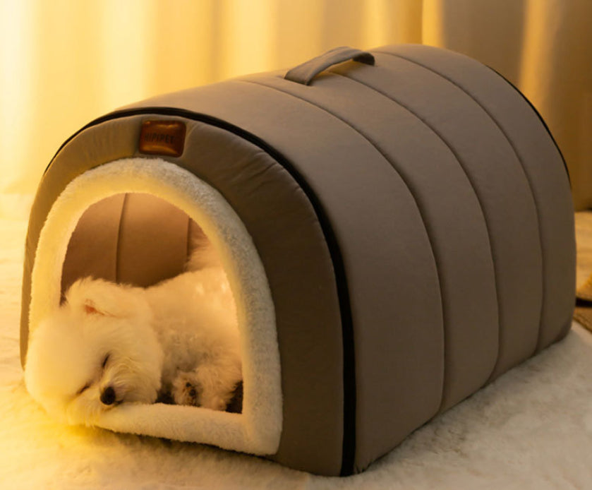 KFX-1572157 Portable Quilted Pet Nest for Small and Medium Dogs and Cats, Available in Gray and Green
