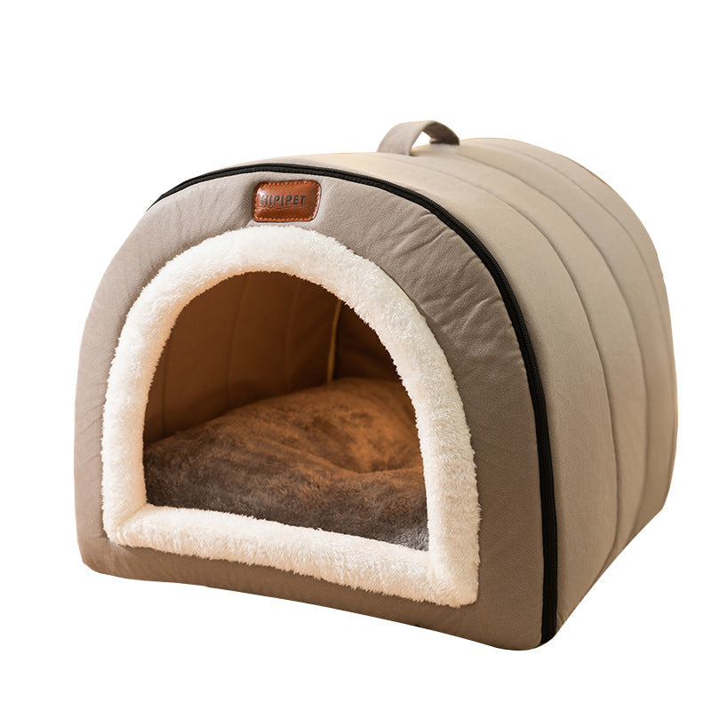 KFX-1572157 Portable Quilted Pet Nest for Small and Medium Dogs and Cats, Available in Gray and Green