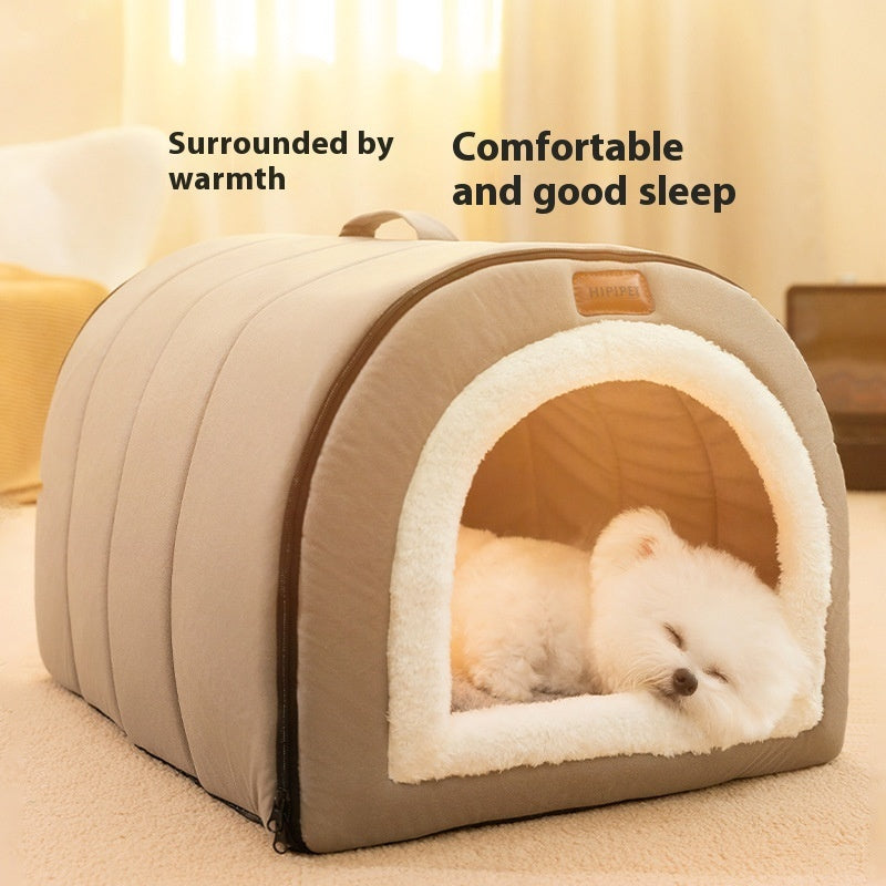 KFX-1572157 Portable Quilted Pet Nest for Small and Medium Dogs and Cats, Available in Gray and Green