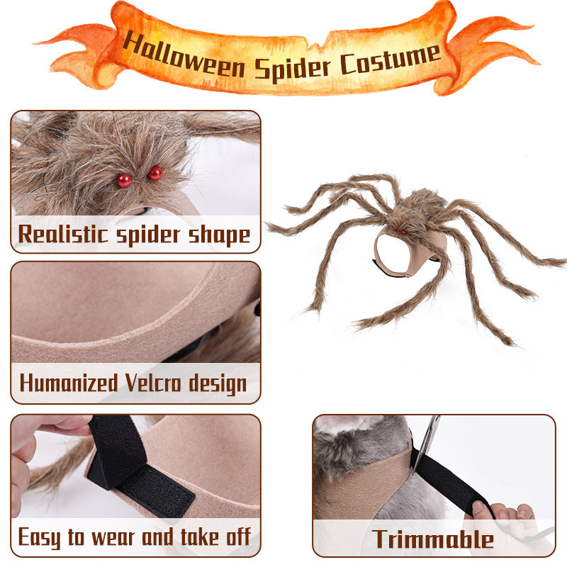 KFX-1572285 Spider-Inspired Pet Costume for Halloween - Gray, Brown, Black, and Purple - Multiple Sizes Available